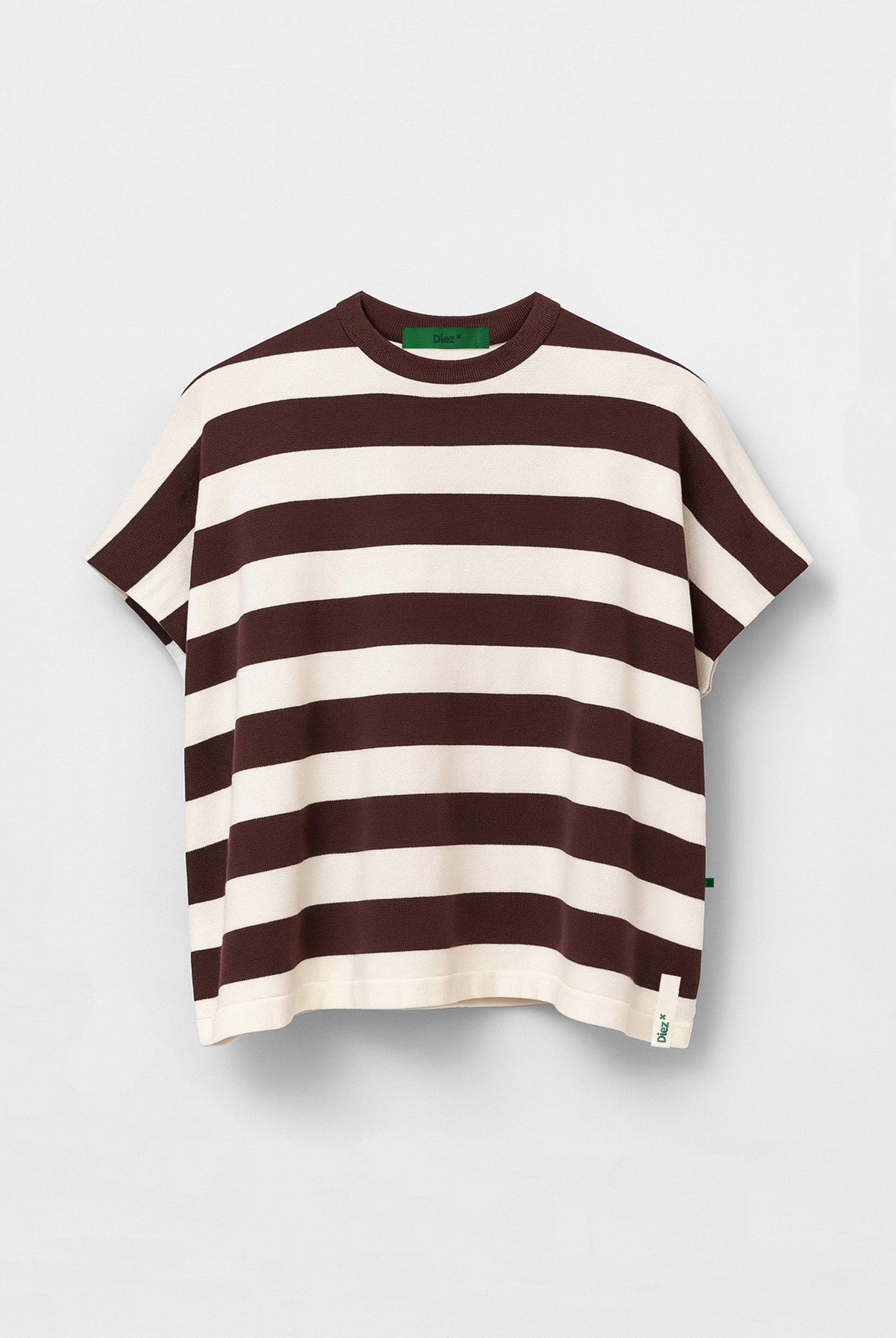 CAMISETA TEJIDA RAYAS CHOCOLATE Y CRUDO